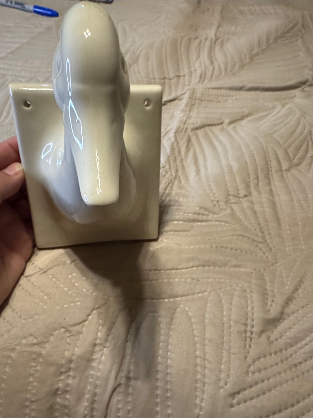 Vintage Ceramic White Duck Wall Apron Hook - Decorative Home Wall Decor